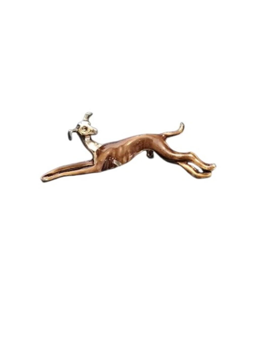 Vintage Leaping Greyhound Brooch - Copper and Silver Tones